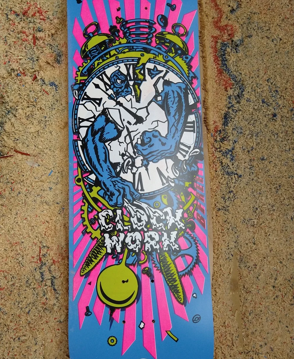 Full-color printed skateboard deck production example