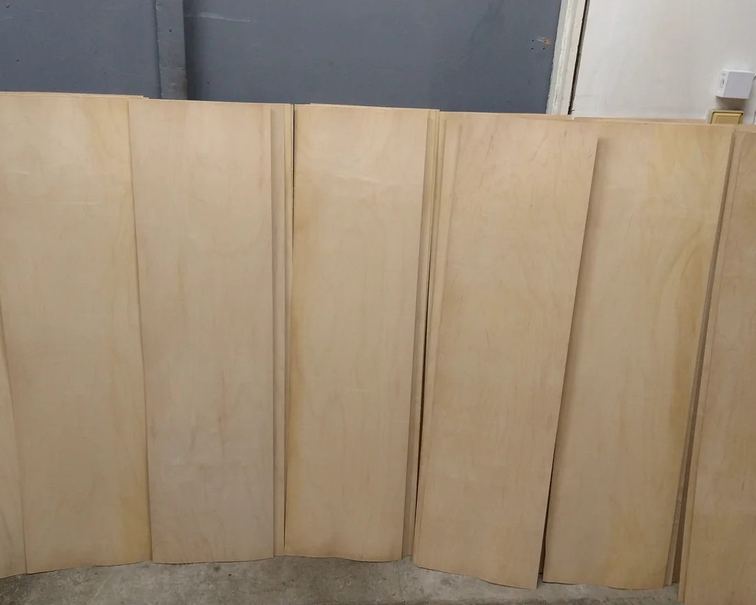 Natural maple skateboard veneer face sheets